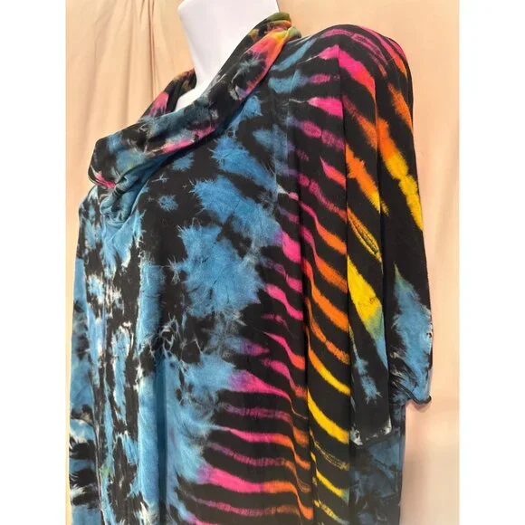 Kathmandu Imports tie-dye free size scarf cowl neck open sleeves - Picture 2 of 5